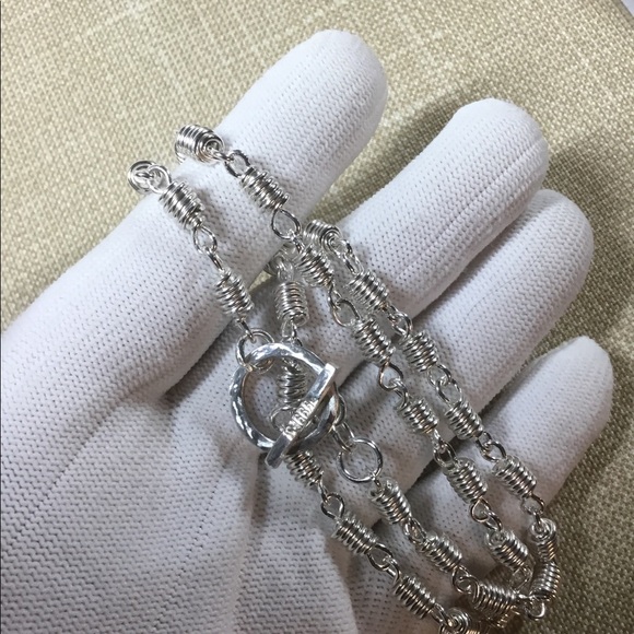 Silver Chain Necklace, Link Chain Toggle Choker - Picture 8 of 8